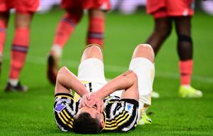 Reaksi penyerang Juventus, Arkadiusz Milik saat pertandingan sepak bola Serie A Italia melawan Udinese pada 12 Februari 2024 di Stadion Allianz, Turin. (MARCO BERTORELLO/AFP)