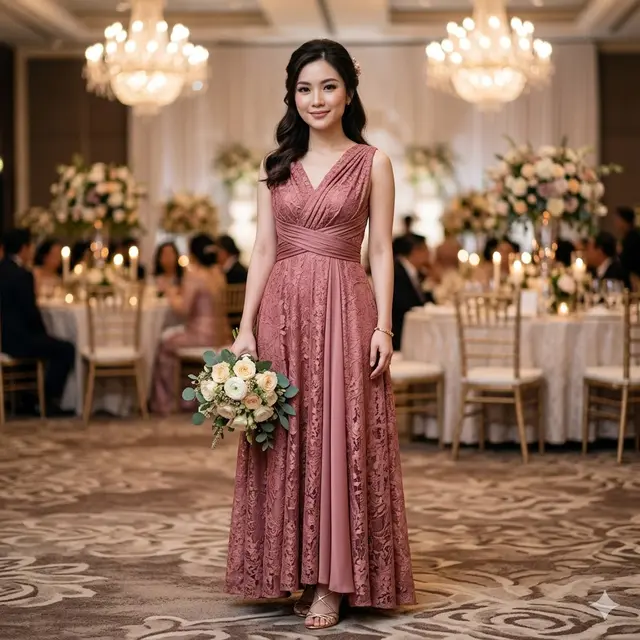 Model Baju Bridesmaid Brokat yang Elegan