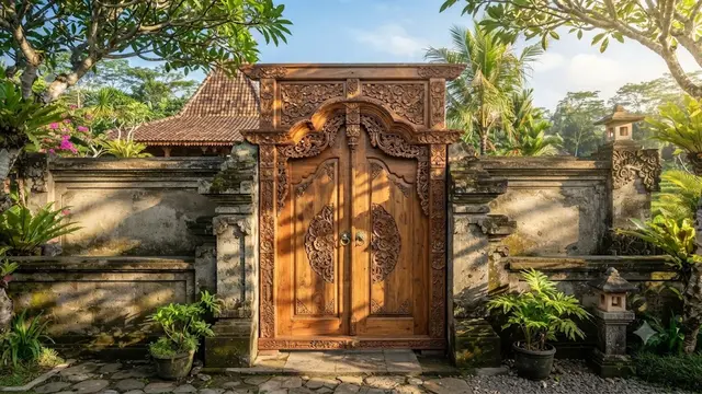 Model Pintu Gerbang Kayu untuk Rumah Pedesaan