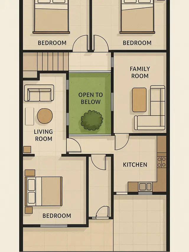 Denah Rumah Minimalis 3 Kamar dengan 2 Lantai