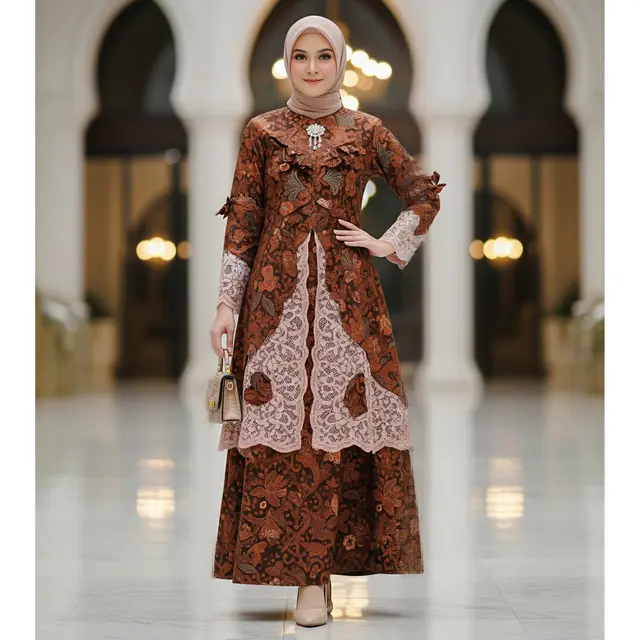 Gamis Batik Brokat Rich Rown (Image by Gemini AI)