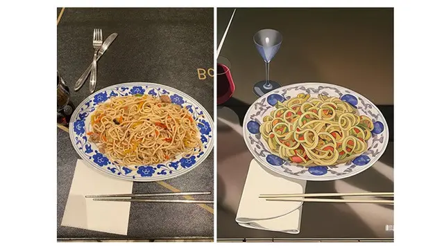 6 Potret Makanan Foto Asli Vs Gambar Animasi Ini Unik, Detailnya Hampir Sama