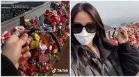 Seorang perempuan terbang dari Amerika Serikat ke Korea untuk membuka gembok cinta setelah jalinan asmaranya dengan kekasih telah kandas. (Tangkapan Layar TikTok/kassieyeung)