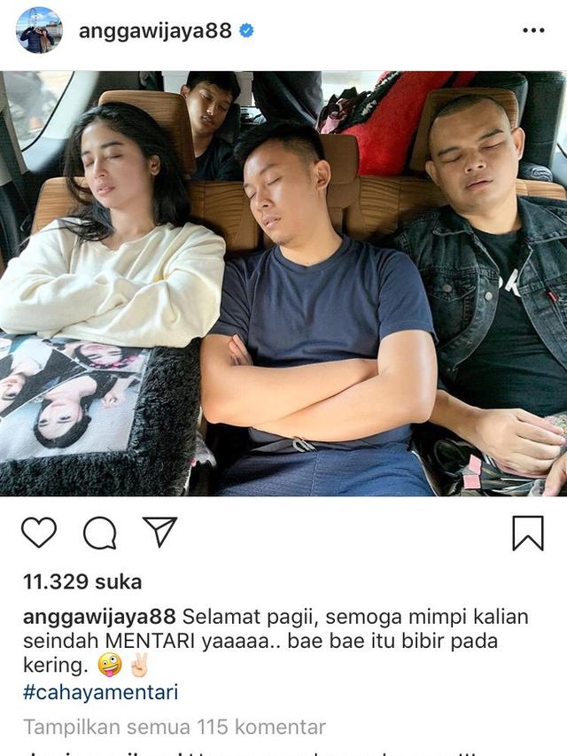 Foto Dewi Perssik terlelap. (Foto: Dok. Instagram @anggawijaya88)