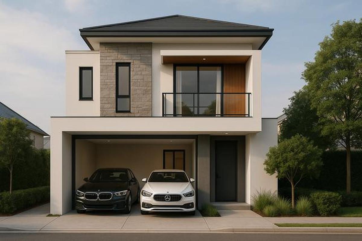8 Inspirasi Desain Rumah 6x12 dengan Garasi 2 Mobil, Ide Hunian Menarik 2025