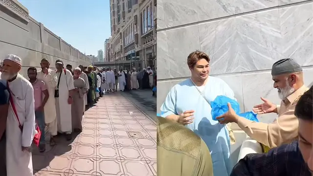 Ivan Gunawan Bagi-bagi Nasi Kebuli di Makkah, Warga Lokal Ramai Antre