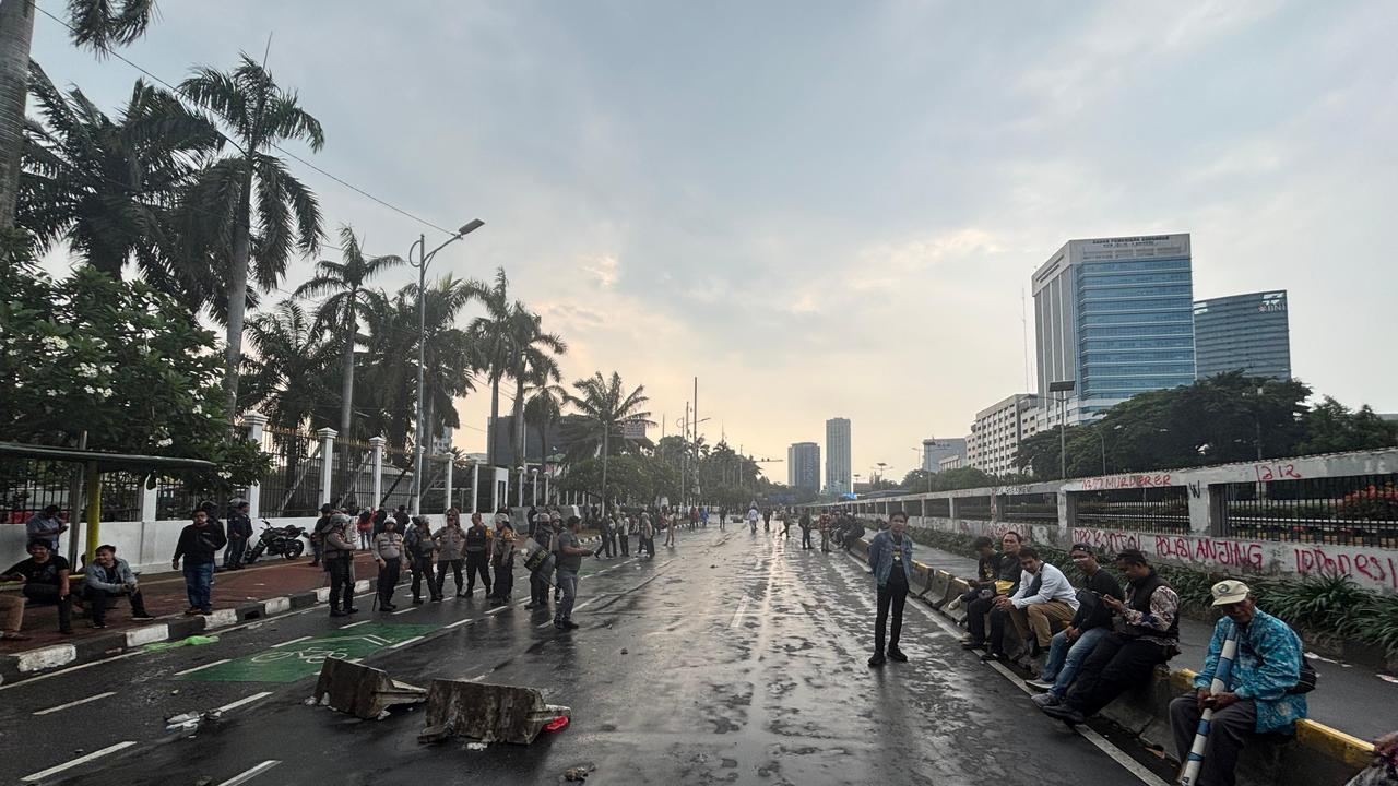 Demo 28 Agustus di Gedung DPR/MPR. (Liputan6.com/Ady)