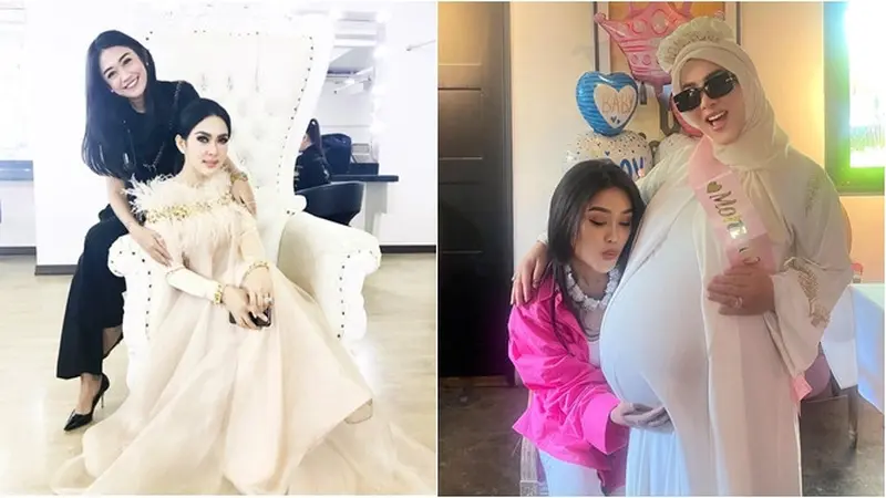 6 Potret Kedekatan Syahrini dan Oline Mendeng 'Sitkom OB', Hadir di Baby Shower