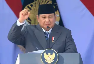 Presiden Prabowo Subianto saat menghadiri HUT ke-80 Bhayangkara di Satlat Brimob Cikeas, Kabupaten Bogor, Jawa Barat, Rabu (1/7/2026). (Foto: Tangkapan layar Youtube Sekretariat Presiden).