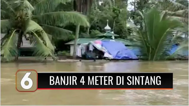 Banjir sedalam 4 meter merendam permukiman warga Sintang, Kalimantan Barat, yang tinggal di bantaran Sungai Melawi. Sekitar 20 desa terendam di Kecamatan Serawai, dan ribuan warga menjadi korban.