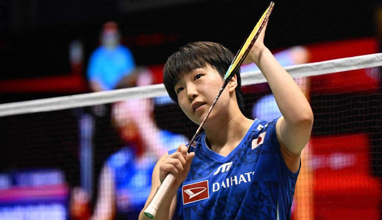 "Karena ketika melawan pemain-pemain level atas seperti Akane ini, bagaimana saya tidak boleh hanya memikirkan bisa mendapat poin, tapi juga meminimalisir kesalahan-kesalahan sendiri," pungkas Gregoria. (Peter PARKS/AFP)