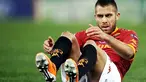 Reaksi gelandang AS Roma asal Prancis Jeremy Menez di laga 16 besar Liga Champions melawan Shakhtar Donetsl di Olympic Stadium, 16 februari 2011. AFP PHOTO / Filippo MONTEFORTE 