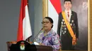 Menteri Pemberdayaan Perempuan dan Perlindungan Anak (PPPA) Yohana Yembise memberi sambutan saat penandatanganan nota kesepahaman di Gedung KPU, Jakarta, Rabu (30/5). (Liputan6.com/JohanTallo)