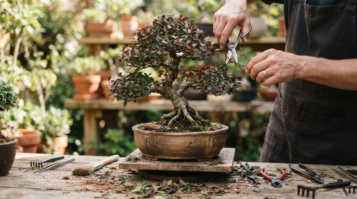 Memangkas tanaman Red Panama Bonsai