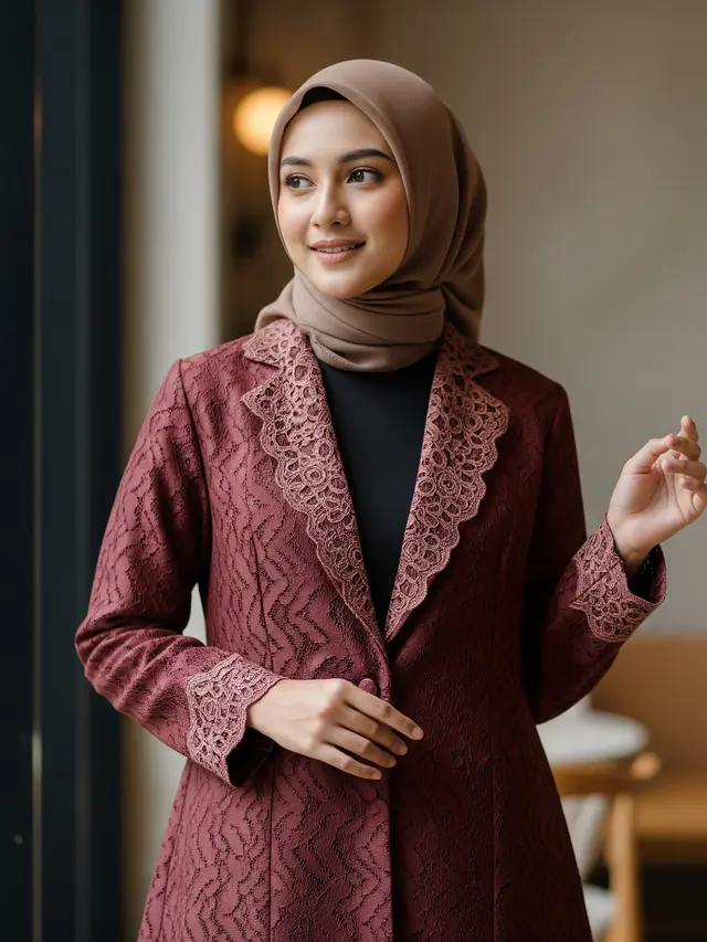 Model Abaya Blazer Brokat