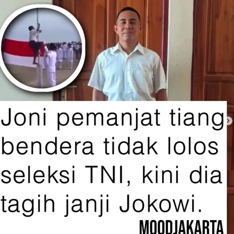 Joni yang Pernah Viral karena Panjat Tiang Bendera Tagih Janji Jokowi Setelah Gagal Lolos Seleksi Masuk TNI