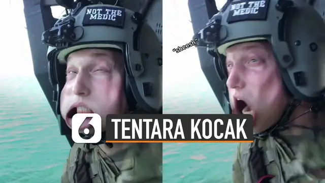 Momen kocak dibagikan oleh seorang tentara luar negeri ketika gabut di helikopter.