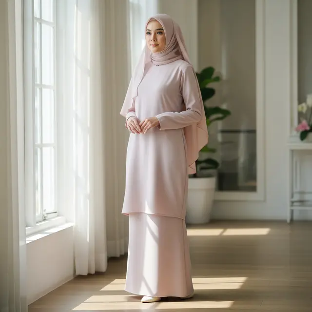9 Model Gamis Polos ala Baju Kurung Malaysia, Anggun Kesederhanaan dan Tradisi