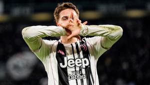 Pemain Juventus, Kenan Yildiz, melakukan selebrasi seusai membobol gawang Napoli pada lanjutan Liga Italia 2025/2026. (Fabio Ferrari/LaPresse via AP)