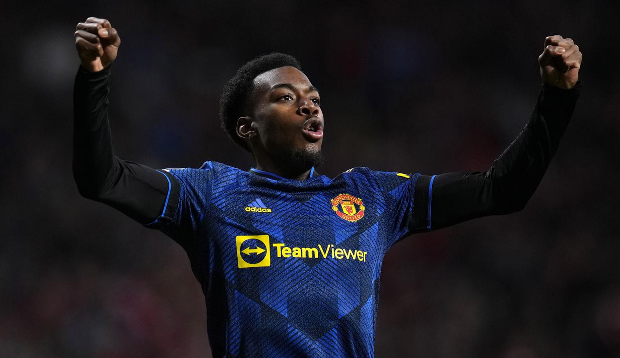 Manchester United memetik hasil imbang saat lawatannya menuju markas Atletico Madrid pada leg pertama babak 16 besar Liga Champions 2021/2022 di Wanda Metropolitano, Kamis (24/2/2022) dini hari WIB. (AP/Manu Fernandez)