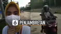 Video aksi penjambretan handphone saat sedang live Facebook viral di media sosial.