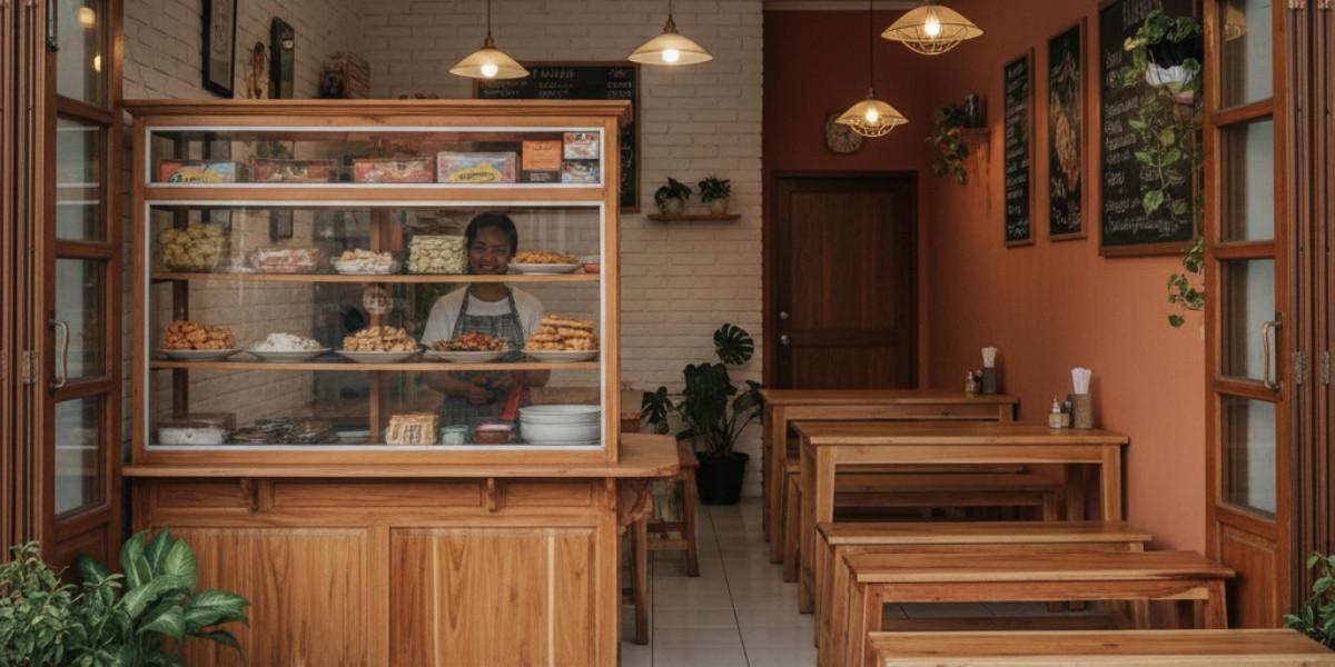 Ilustrasi Desain Warung Prasmanan di Teras Rumah