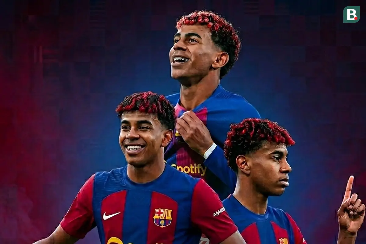Ilustrasi Lamine Yamal di Barcelona. (Bola.com/AFP/Gemini)