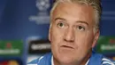 Pelatih Olympique Marseille Didier Deschamps di sesi konferensi pers di Stamford Bridge, London, 27 September 2010 jelang laga penyisihan Grup F Liga Champions lawan Chelsea. AFP PHOTO / IAN KINGTON 