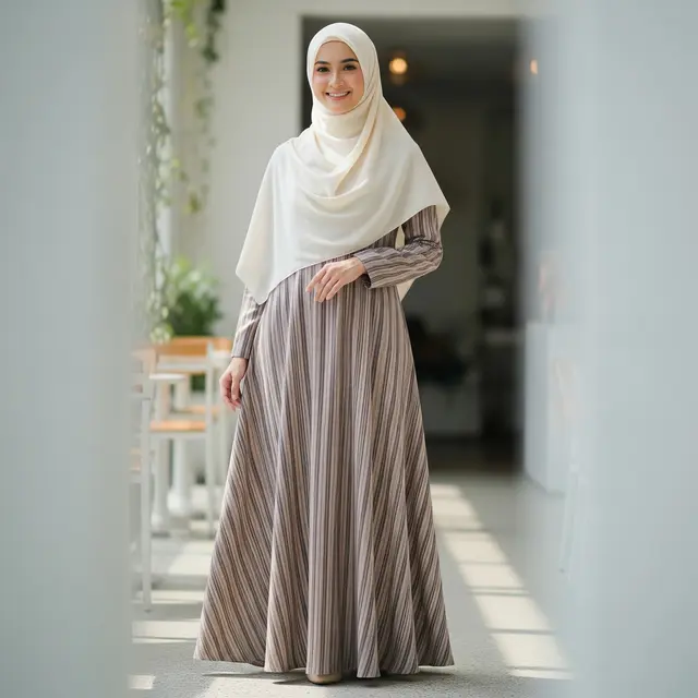9 Model Gamis yang Menyamarkan Perut Buncit, Tampil Percaya Diri