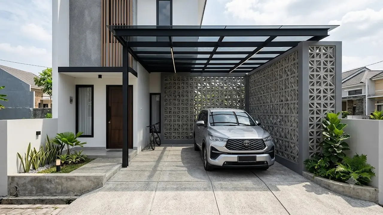 Inspirasi Carport 3x6 Meter dengan Roster Beton
