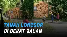 Tanah longsor terjadi di jalan poros Palopo-Toraja, Kelurahan Battang, Palopo.