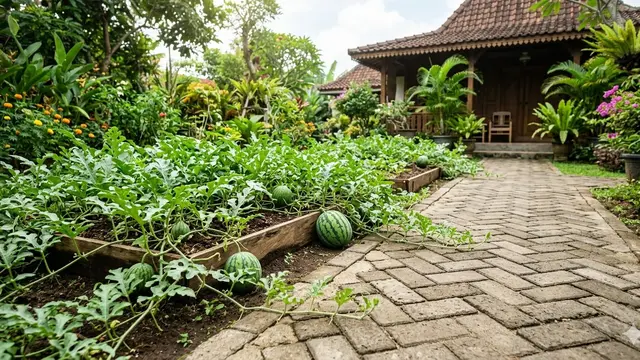 Kombinasi Jalan Setapak dan Bedengan Buah (Foto: Gemini AI)