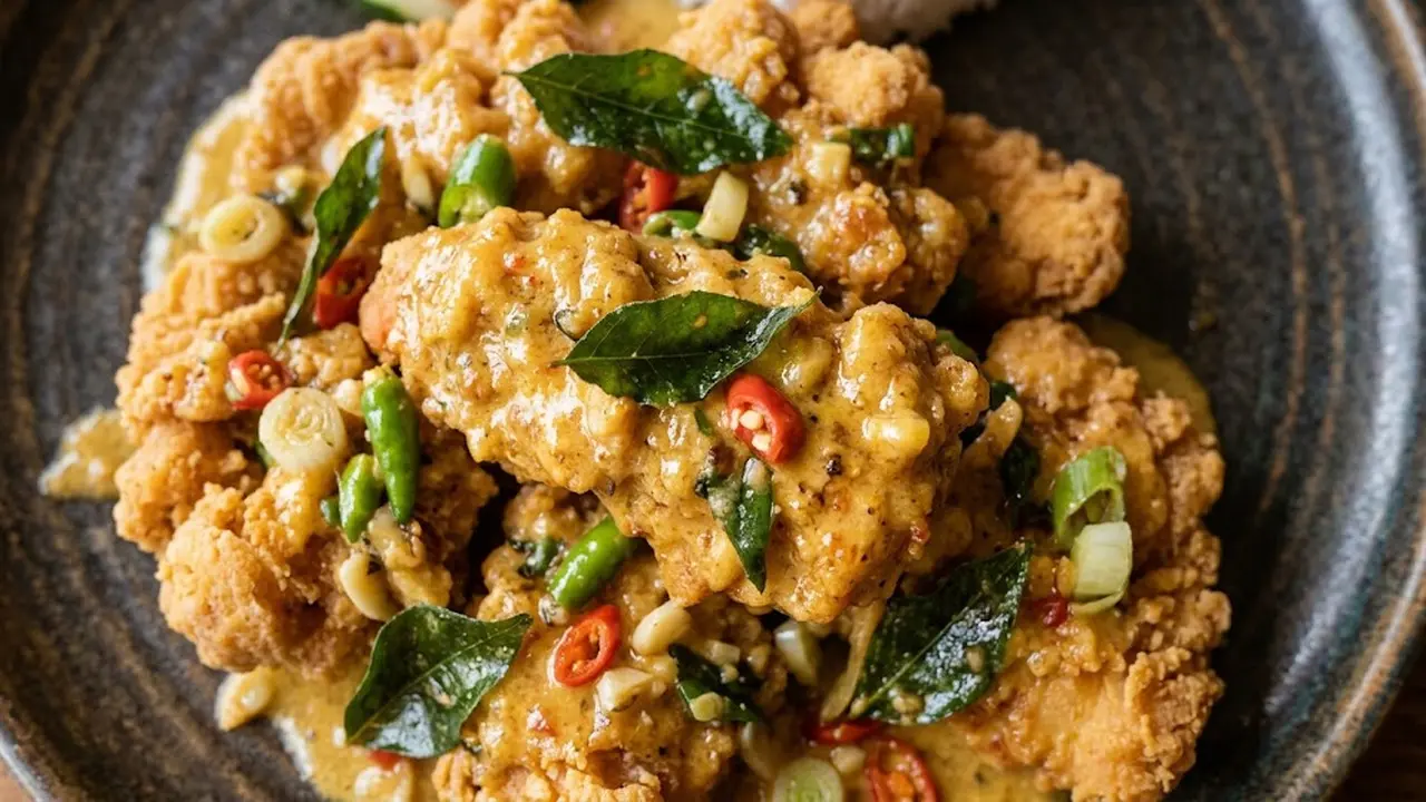 Ilustrasi dada ayam fillet salted egg