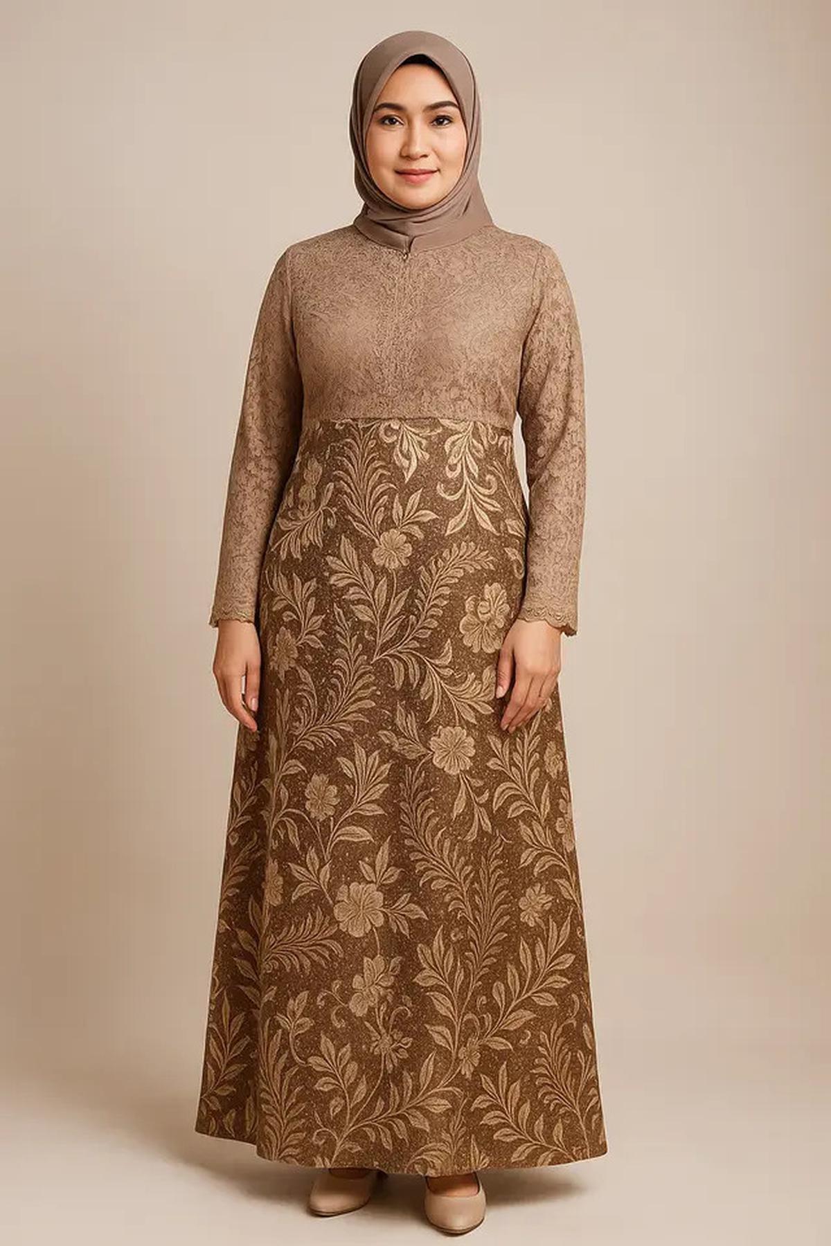 7 Model Gamis Batik Kombinasi untuk Wanita Usia 40-an,Tampil Elegan dan Kekinian