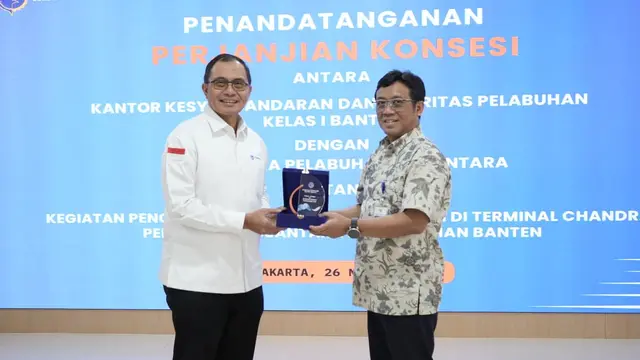 Kantor Kesyahbandaran dan Otoritas Pelabuhan (KSOP) Kelas I Banten resmi menjalin kerja sama konsesi dengan PT Chandra Pelabuhan Nusantara. (Dok Kemenhub)