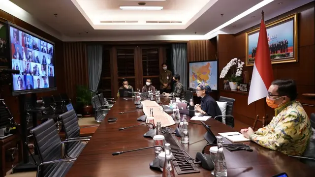 Menlu Retno menghadiri Pertemuan Terbuka Tingkat Tinggi Dewan Keamanan (DK) PBB mengenai Perlindungan Warga Sipil dalam Konflik Bersenjata, yang dilakukan melalui video teleconference, 27 Mei 2020.