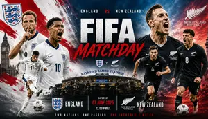 Cover prediksi Timnas Inggris versus Timnas Selandia Baru. (Bola.com/AI Generated)