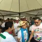 Wakil Gubernur DKI Jakarta Sandiaga Uno menghadiri acara Antam Gold Run 5.0 di Taman Mini Indonesia Indah (TMII), Jakarta Timur. (Liputan6.com/ Devira Prastiwi)