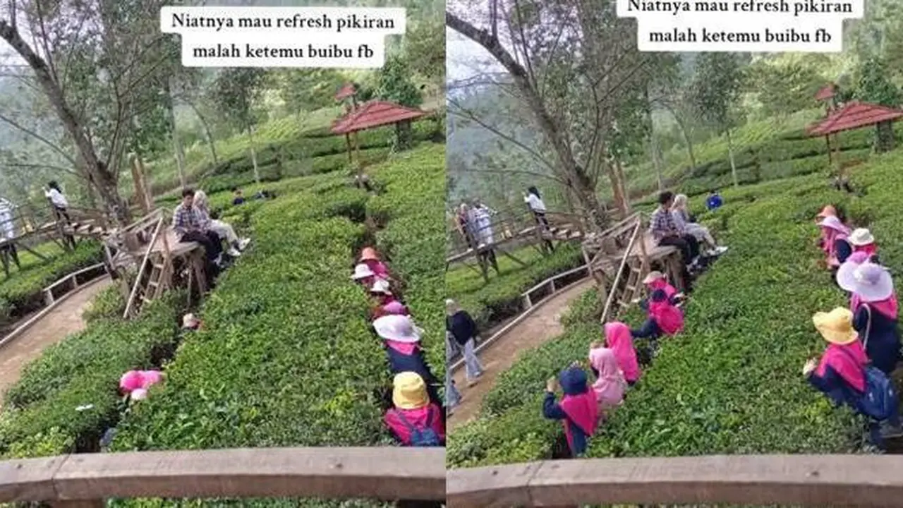 Viral, Aksi Kocak Geng Ibu-Ibu saat Foto Bareng di Kebun Teh Ini Bikin Geleng Kepala