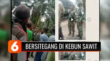 Sejumlah anggota Polisi Militer Lanal Tanjung Balai Asahan, Sumatra Utara, terlibat ketegangan dengan sejumlah penjaga kebun sawit di Desa Perbangunan, Sei Kepayang, Asahan. Enam orang diamankan polisi karena dituding menjadi provokator.