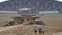 Kerusakan terjadi di beberapa stadion yang menjadi lokasi penyelenggaraan Piala Dunia 2018 di Moskow, Rusia (AFP/Ilia Varlamov)