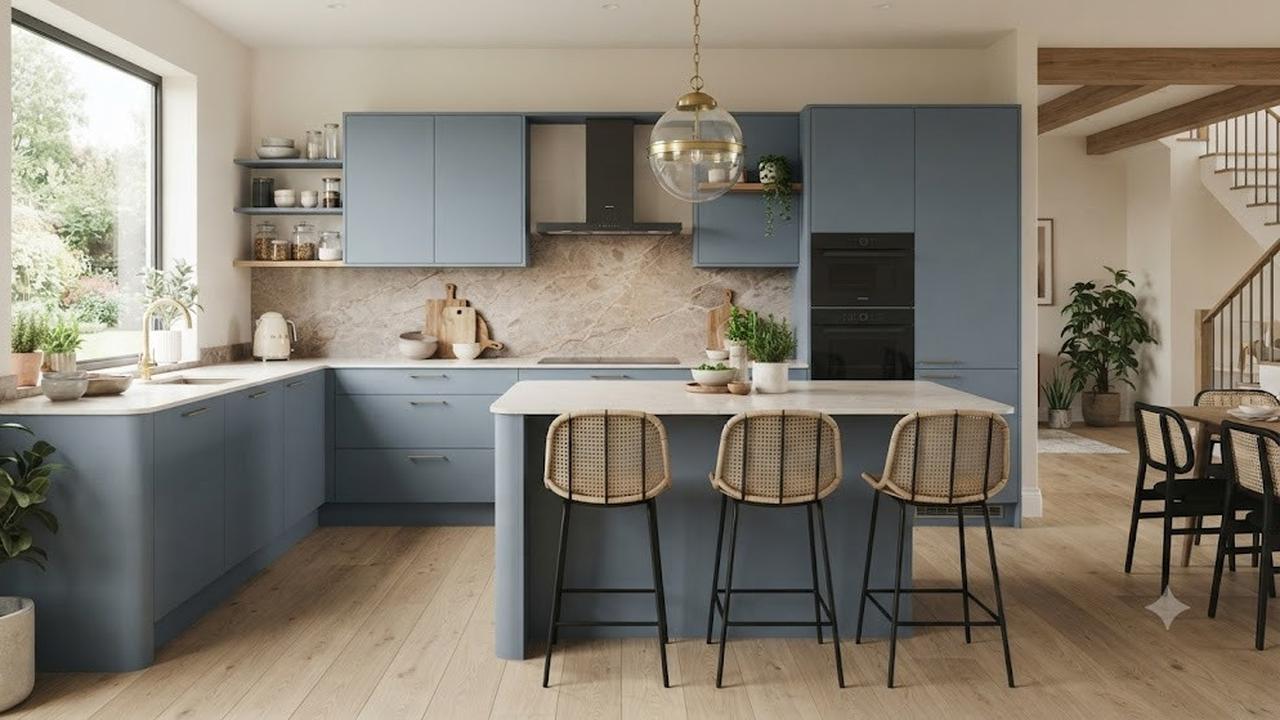 Dusty Blue untuk Kitchen Set Matte (AI Generated)