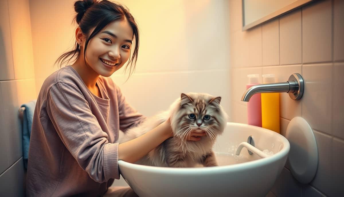 tips memandikan kucing
