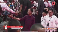 Wali Kota Surakarta Gibran Rakabuming Raka tiba di acara Rakernas VI Projo yang digelar hari ini, Sabtu (14/10/2023) di Indonesia Arena, GBK. (Foto: Tangkapan Layar Youtube Liputan6 SCTV).