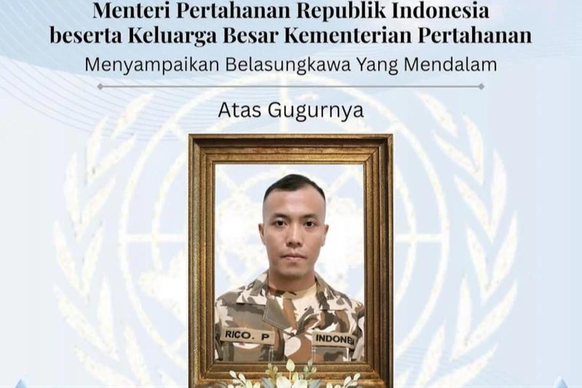 Praka Rico, Personel TNI Kedua yang Gugur Diserang Israel pada 29 Maret
