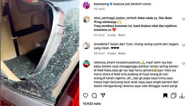 Baim Wong Kemalingan, Kaca Mobilnya Dipecah Pelaku: Saatnya Jadi Detektif Conan