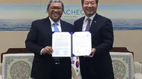 Gubernur Jawa Barat Ahmad Heryawan dan Walikota Incheon Yoo Jeong-bok (KBRI Seoul)