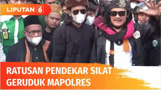 Ratusan pendekar silat menggeruduk Mapolres Grobogan, Jawa Tengah. Mereka menuntut keadilan menyusul penahanan terhadap tiga rekannya karena kasus pengeroyokan terhadap pendekar dari perguruan silat lain.
