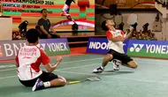 Adhwin Arling Rangga/Rhama Madsuba Praduwartha mengalahkan Arybka Okta Disabian/Muhammad Zilazik Artando Zakaria pada laga final dobel putra pemula Kapolri Cup 2024. Adhwin/Rhama menang&nbsp;21-15 dan 27-25 di GOR Universitas Negeri Jakarta, Rawamangun, Jakarta Timur, Sabtu (27/7). (foto: PBSI)