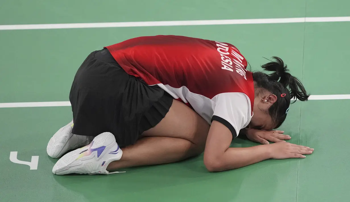 Di babak perempatfinal, Gregoria akan berhadapan dengan wakil Thailand, Ratchanok Intanon. (AP Photo/Dita Alangkara)